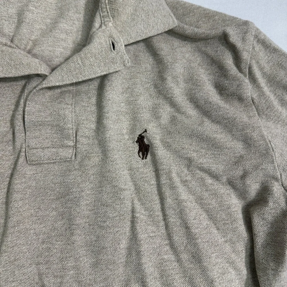 Polo Ralph Lauren Long Sleeve Polo Shirt Mens Medium Heather Tan Pony Logo